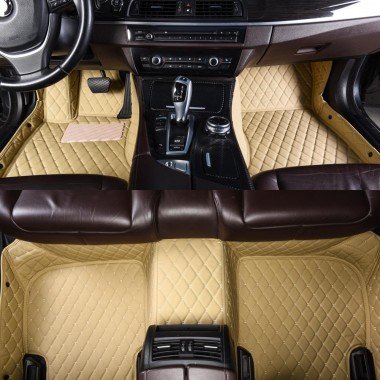 Cheapest Beige Luxury Leather Diamond Car Mats