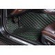 Cheapest Black and Green Stitching Luxury Leather Diamond Car Mats