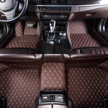 Cheapest Dark Brown Luxury Leather Diamond Car Mats