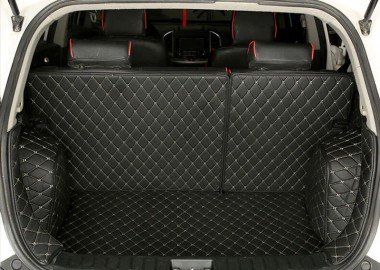 Cheapest Black and Beige Stitching Full Cover Luxury Leather Diamond Trunk Car Mats