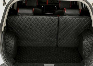 Cheapest Black and Black Stitching Full Cover Luxury Leather Diamond Trunk Car Mats