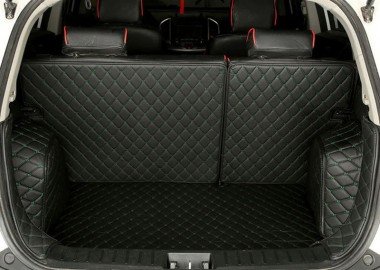 Cheapest Black and Green Stitching Full Cover Luxury Leather Diamond Trunk Car Mats