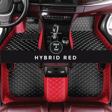 Cheapest Black and Red Hybrid Mode Premium Diamond Car Mats