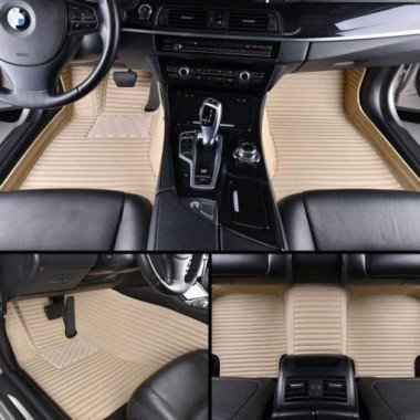 Cheapest Beige Luxury Leather Stripe Car Mats