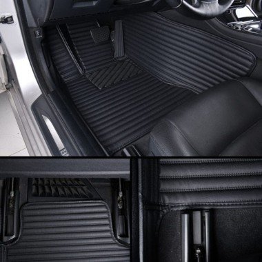 Cheapest Black Luxury Leather Stripe Car Mats