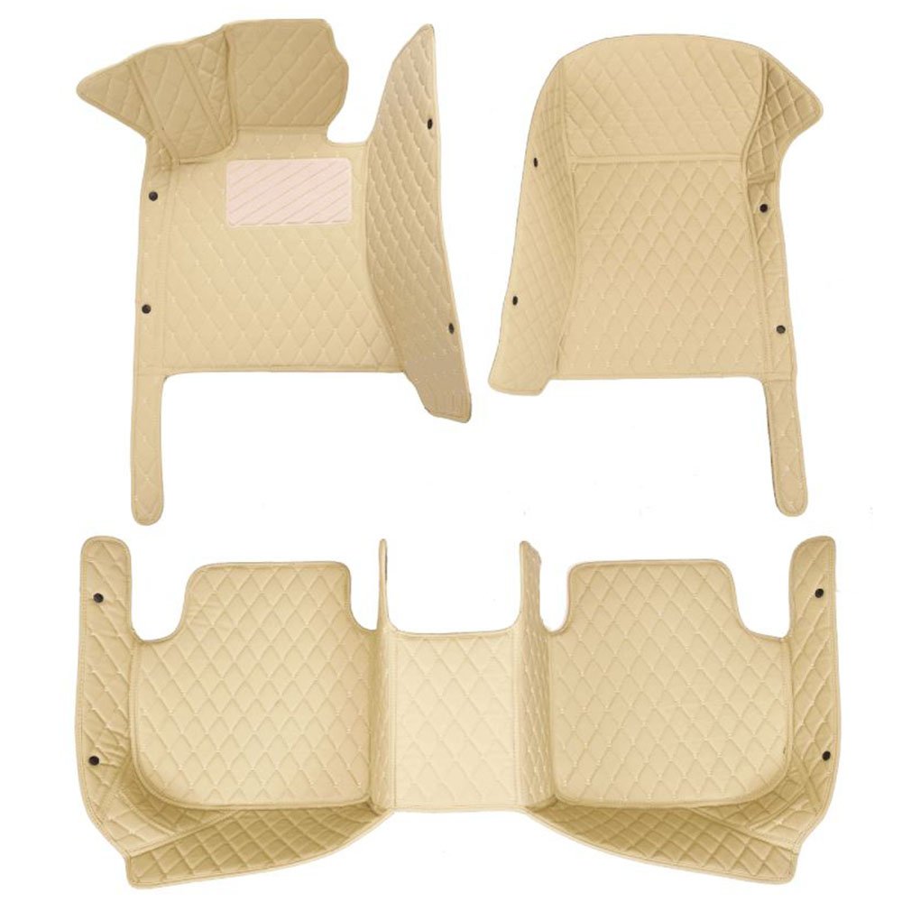 Beige Luxury Leather Diamond Car Mats for Peugeot 408