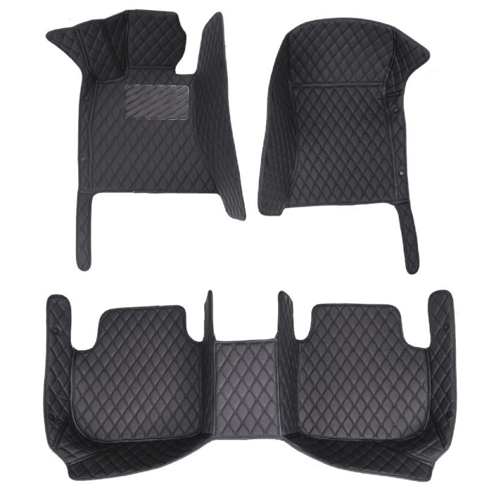 Black and Black Stitching Luxury Leather Diamond Car Mats for Toyota Sienna