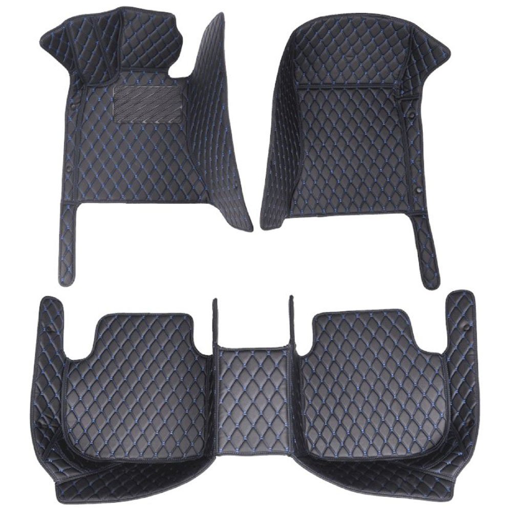 Black and Blue Stitching Luxury Leather Diamond Car Mats for Toyota Tacoma