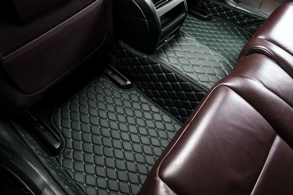 Cheapest Black and Green Stitching Custom Diamond Car Mats