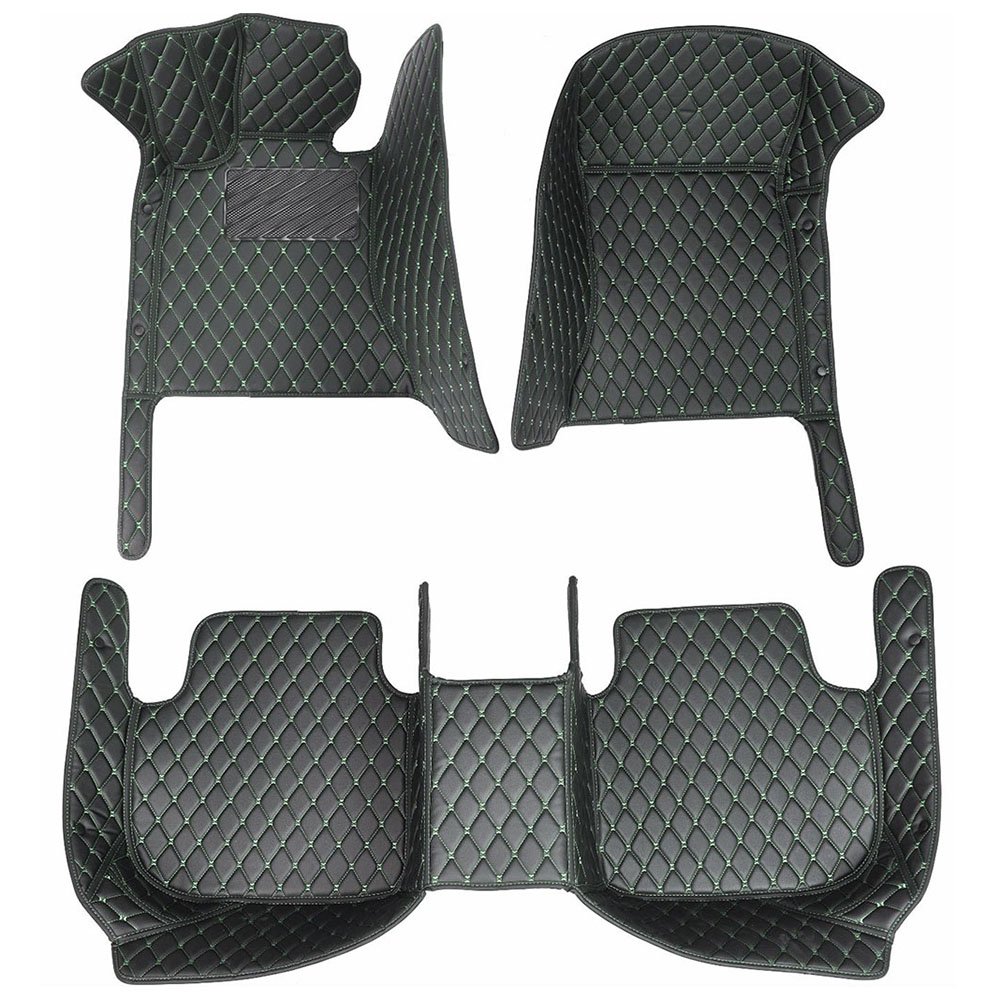 Black and Green Stitching Luxury Leather Diamond Car Mats for Toyota Land Cruiser