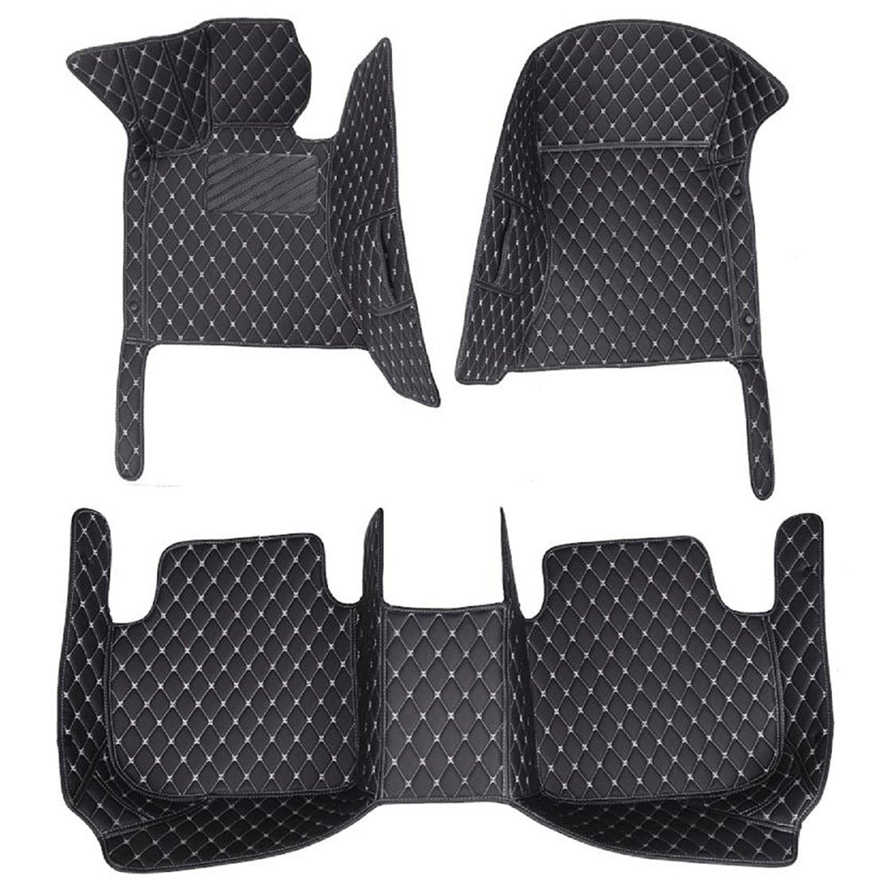 Black and White Stitching Luxury Leather Diamond Car Mats for Opel Zafira