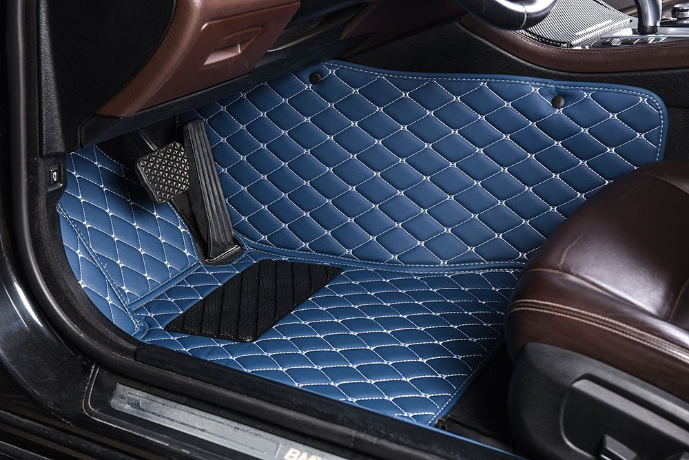 Cheapest Blue Luxury Leather Diamond Car Mats