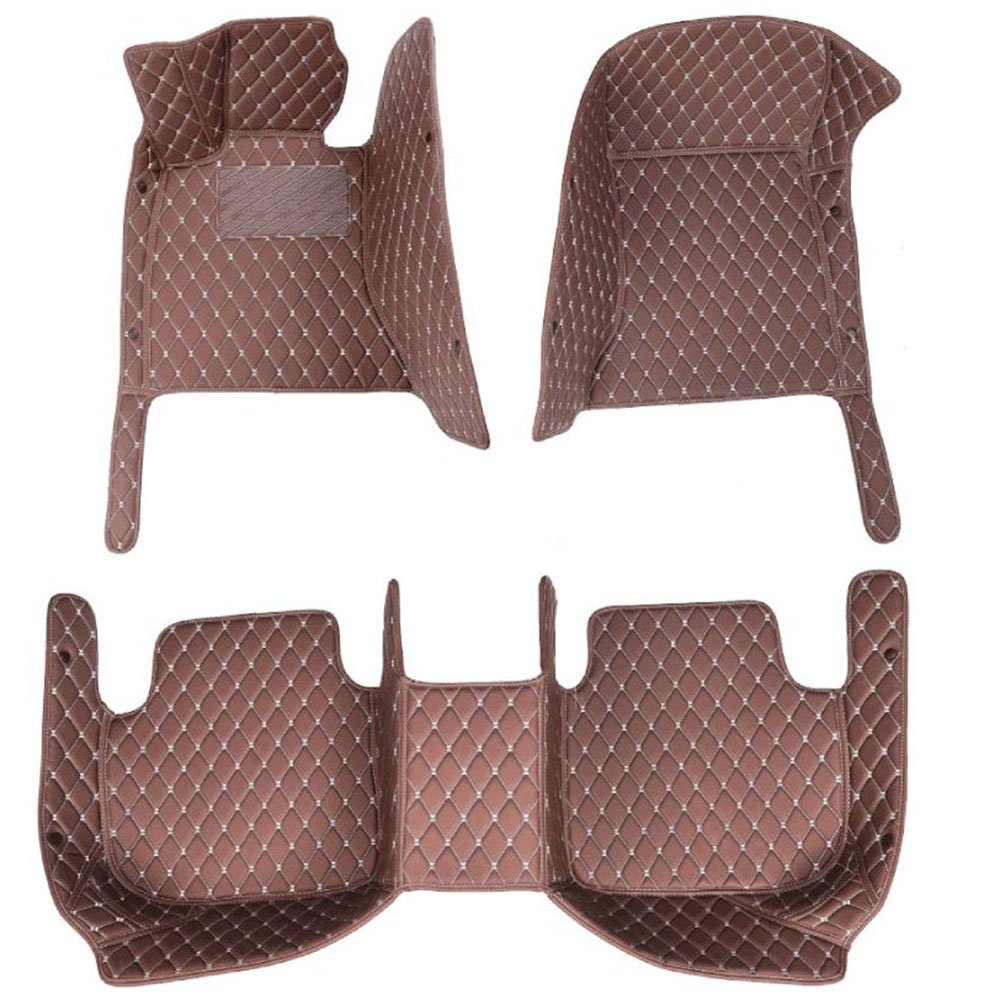 Dark Brown Luxury Leather Diamond Car Mats for Toyota Sequoia