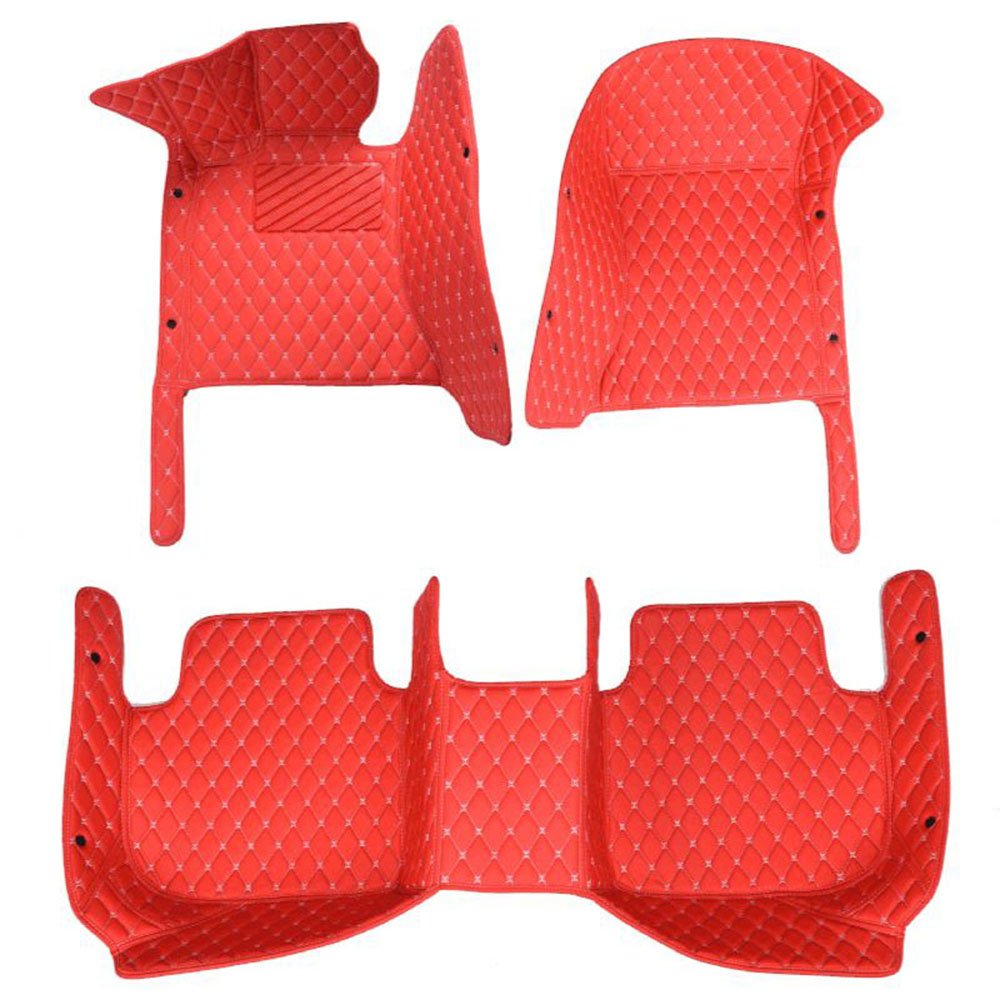 Red Luxury Leather Diamond Car Mats for Toyota Land Cruiser