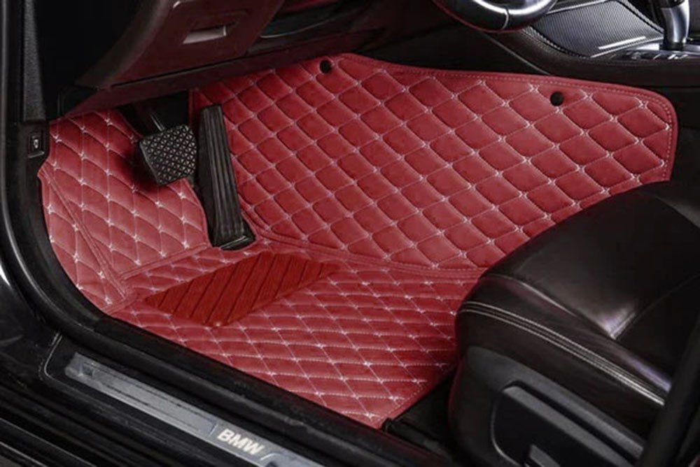 Wine Red Luxury Leather Diamond Car Mats for Opel Vectra