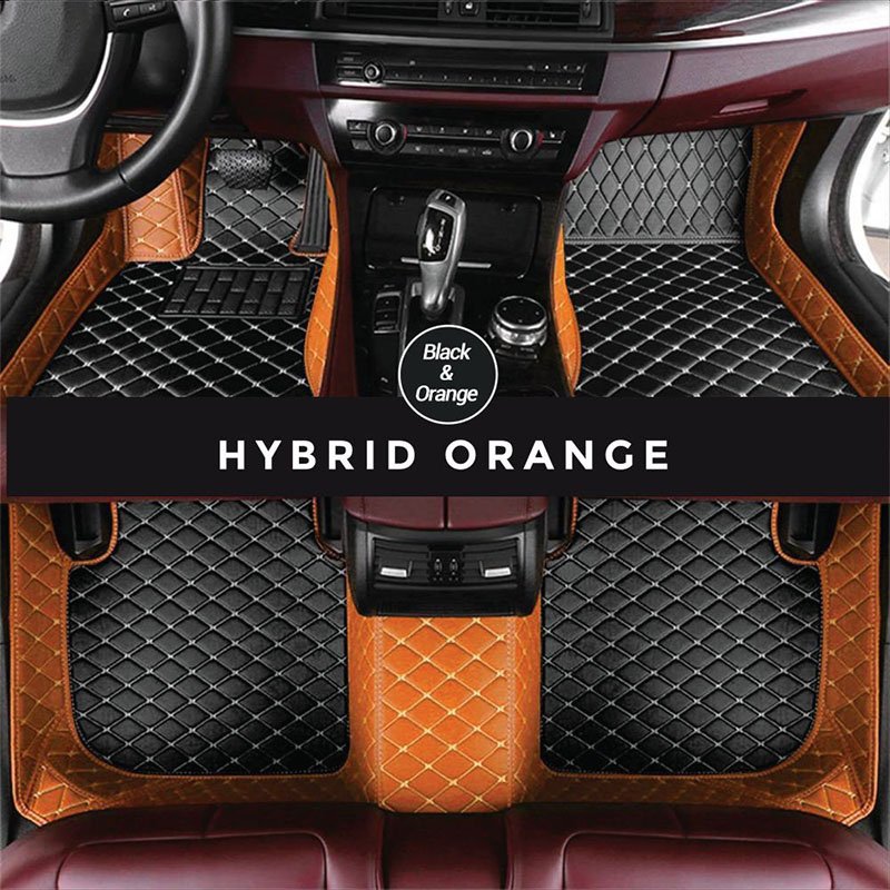 Black and Orange Hybrid Mode Premium Diamond Car Mats for Toyota Sienna