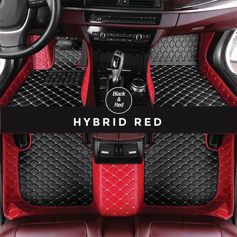 Black and Red Hybrid Mode Premium Diamond Car Mats for Toyota Highlander